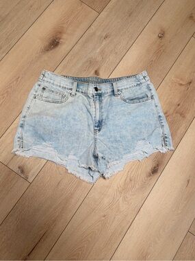 aerie Light Blue Distressed Denim Shorts